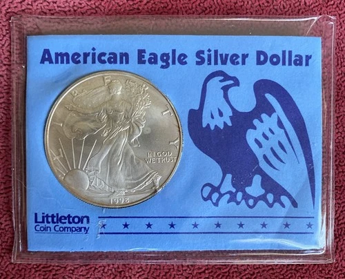 1998 American Eagle Walking Liberty Silver Dollar 1oz Silver Uncirculated Toning