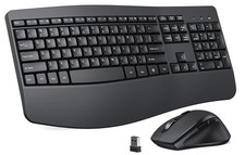 Ergonomic Keyboard and Mouse Combo, Full Size Cordless Computer Keyboard with Pa