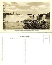 American Falls from Niagara Falls Canada real photo RPPC postcard