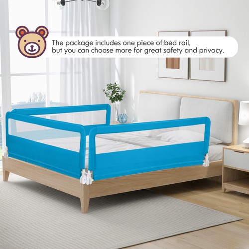 59" Breathable Baby Children Toddlers Bed Rail Guard Safety Swing Down Blue - Picture 2 of 10