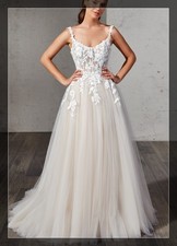 Visible struts wedding dress wedding dress 32-60 lace straps buttons n.measurement
