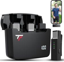 Wireless Lavalier Microphone for iPhone and All Devices - 2 Pack 2.4Ghz Mic, ...