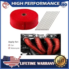 Manifold Exhaust Heat Wrap Tape Header Turbo Pipe Titanium 2" x 50Ft 10Tie Roll