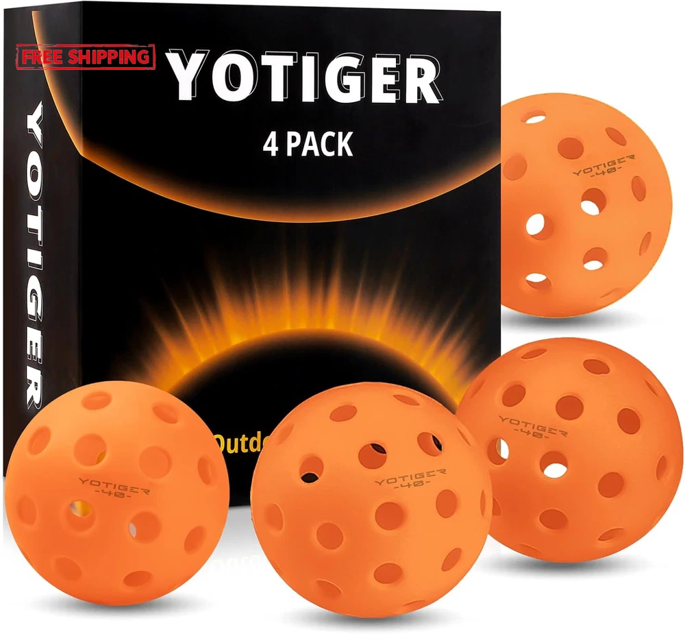 Outdoor Pickleball Balls 4 Pack or 12 Pack with 40 Holes in Green