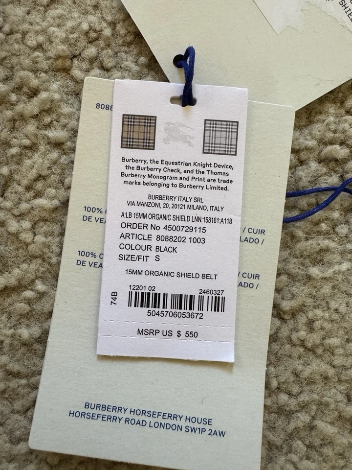 "Cinturón de charol de diseñador Burberry con hebilla plateada talla S 25""-29""" Foto 3 de 4