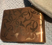 Vintage Elgin American Gold Tone Etched Floral Design Powder Compact (3 x 2.5)