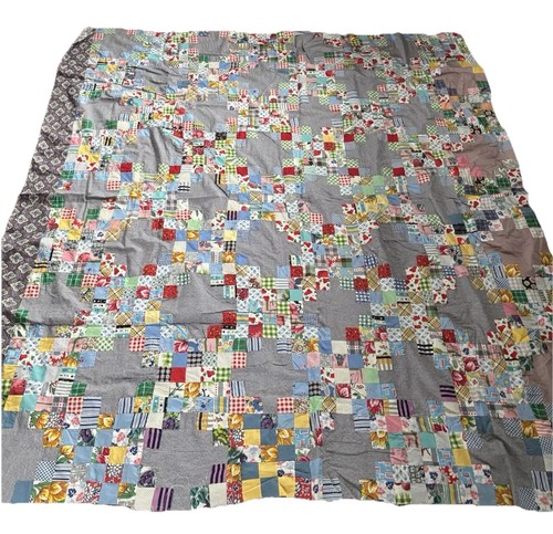 Vintage 1940’s / 50’s Quilt Top Hand Pieced Feed Sack 80” X 72”
