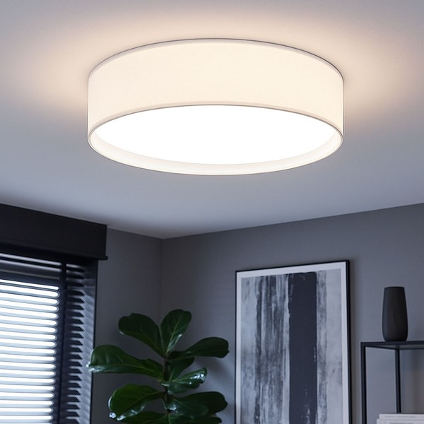 Deckenlampe Deckenleuchte Esszimmerlampe Textil Weiß Rund 1 Flammig D 38 Cm-image