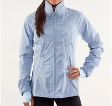 Lululemon Run: Make A Break Jacket Twisted Stripe Caspian Blue