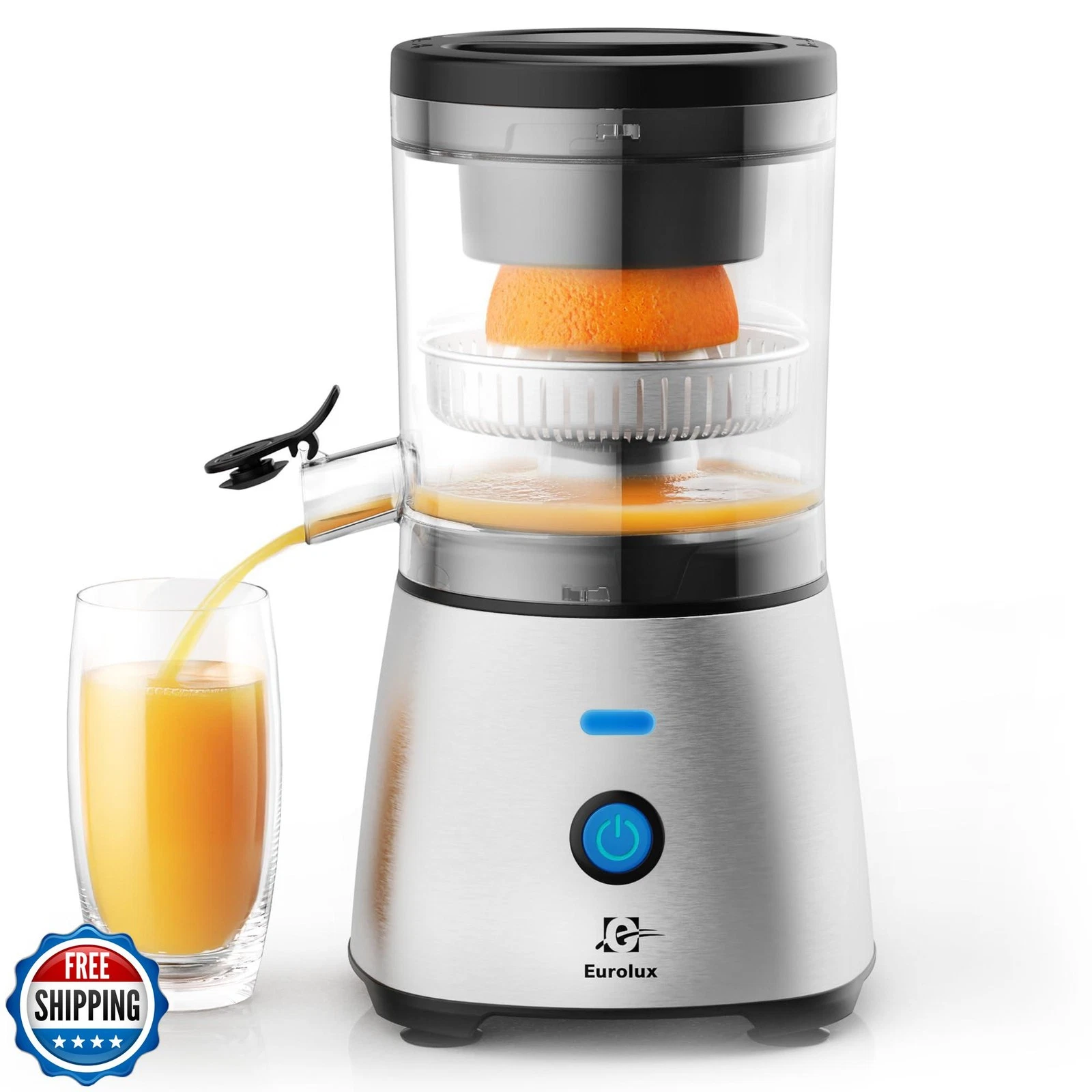 Eurolux Electric Citrus Juicer Stainless Steel | Premium Hands-Free One-Touch