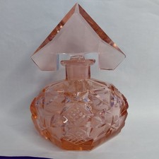 1940s Czech Pink Crystal Art Deco Perfume Bottle With Stopper