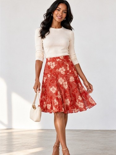 Marc Jacobs, Vintage Y2K Marc Jacobs Silk Floral Pleated A-Line Skirt Size 8