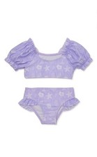New With Tags Wonder Nation Puff Sleeve Bikini Purple Bathing Suit 3T