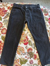 90s Vintage Levis 501 Black Jeans Faded Denim Pants Made in USA Size 38X30 Read