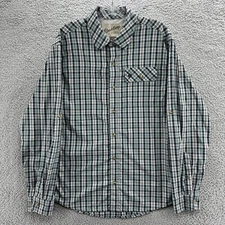 Duck Camp Shirt Mens Large L Blue Plaid Long Sleeve Vented Fishing Hunting Shirt