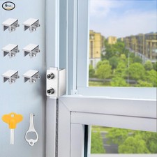 Window Locks, 6 Sets Window Locks Security with Key, Adjustable Aluminum Slid...