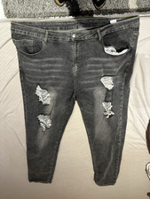 SHEIN Jeans Herren Denim Grau Weites Bein Dis...