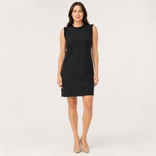 J.Crew Dress WMNS 2 Black Ruffle Trim Sleeveless Shift LBD Romantic Minimalist