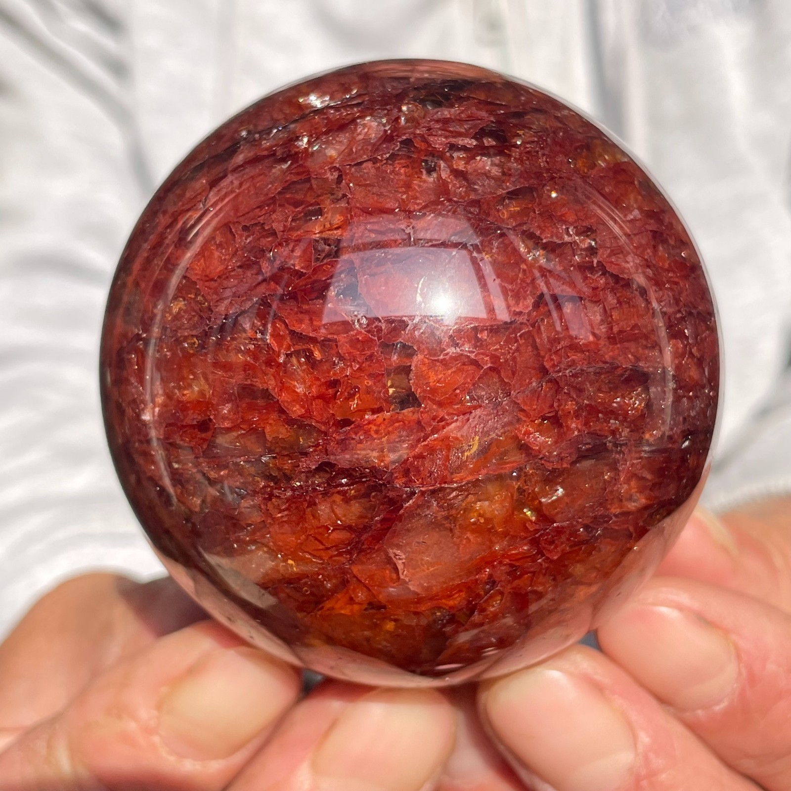 495g Natural Red Hematoid Quartz Crystal Sphere Ball Specimen Healing