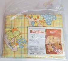 Vtg Honey Doo Storktex Fitted Crib Sheet Elephant Ducks Yellow 27 X 52