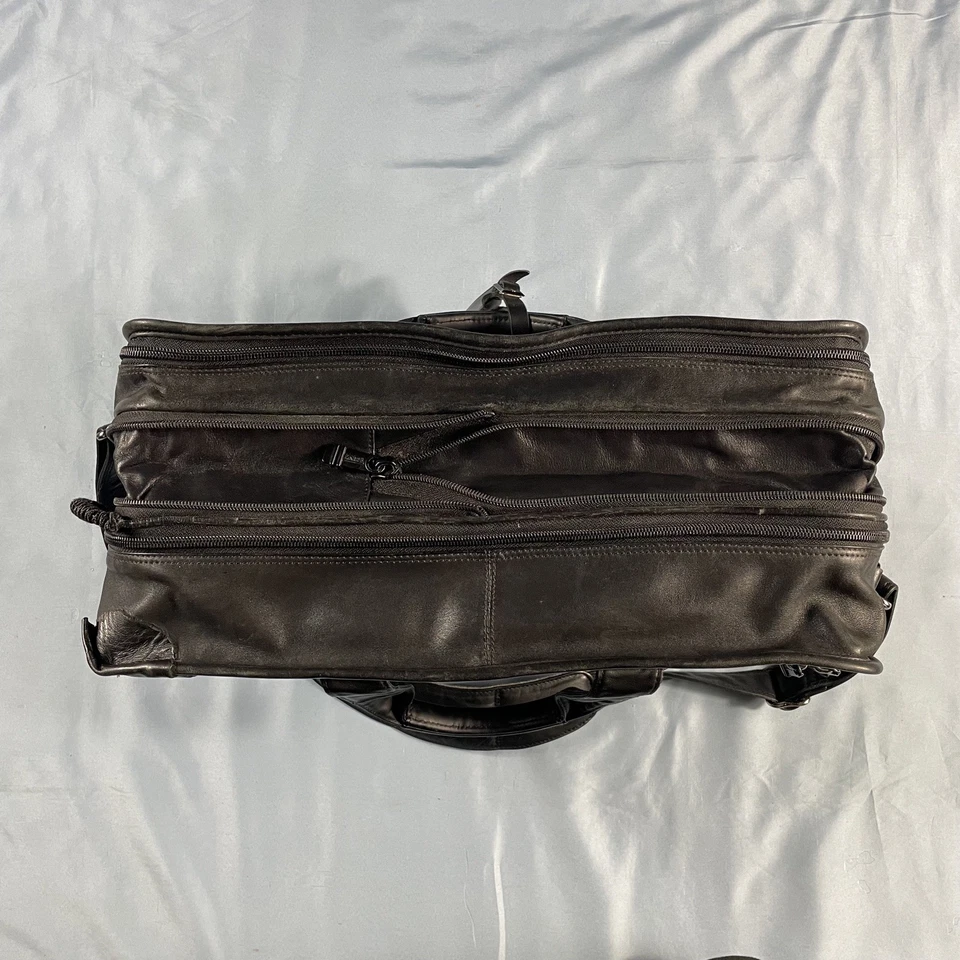 TUMI Alpha Deluxe Laptop Bag Black Nappa Leather Briefcase Shoulder Organizer - Image 3 of 4