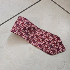 Yves Saint Laurent Mens 100 Silk Vintage Tie Red Geometric Made in Italy
