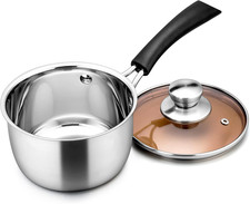 2QT Saucepan with Lid, 2 Quart Stainless Steel Sauce Pan Small Pot Soup Milk Pan