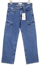 Calvin Klein Jeans Cargo Ample Pour Hommes W29 Bleu Denim Avec Fermeture Éclair