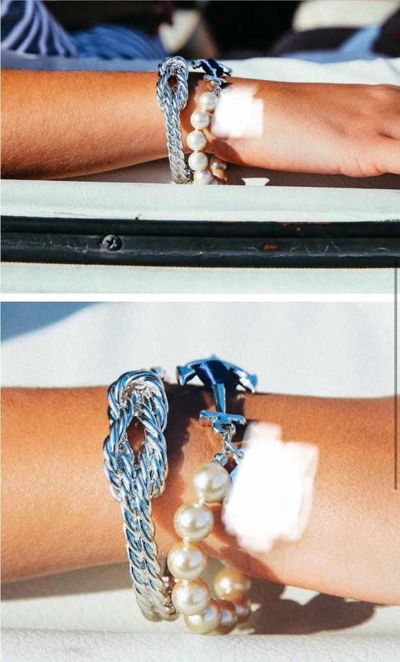 Pulseira Kiel James Patrick com âncora em tom de prata tamanho médio nova com etiquetas - Imagem 2 de 4