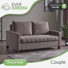 Divano letto COUPLE 2 Posti 140x190cm, Schienale Ribaltabile + 2 cuscini