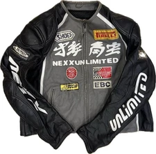 Nexx Unlimited black leather men's racing motorcycle jacket coat sz 54 armored