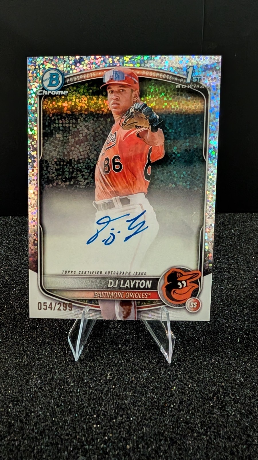 2025 Bowman Chrome DJ Layton Bowman 1st Auto Speckle 54/299đŸ”¥Orioles