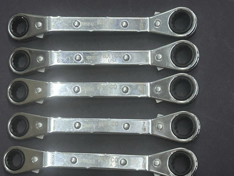 Lot of 5 Matco 3/8" x 7/16" Offset Rev. Ratcheting Box Wrench, 12 Pt - USA