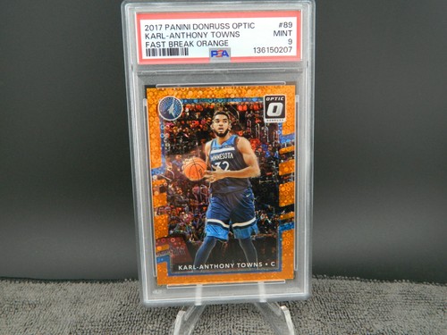 2017 KARL-ANTHONY TOWNS Donruss Optic Fast Break Orange /193 Graded PSA MINT 9