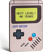 Geburtstagskarte 40 Holz Retro Gaming Design Lustige Karte Geschenk Gamer