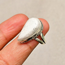 Howlite Gemstone 925 Sterling Silver Handmade Jewelry Ring 6.5