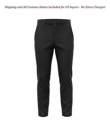 DIGEL Daren-V Men's Trousers UK38 Black Virgin Wool Stretch Stripe Zip Fly -