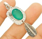 Natural Aquamarine Chalcedony 925 Sterling Silver Pendant 2'' Long @3-1 — photo 1