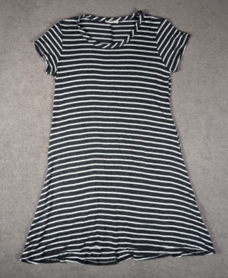 Olivia Rae Womens Striped T-Shirt Dress Gray Short Sleeves Medium | eBay