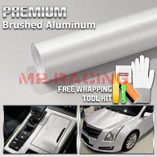 Premium Silver Brushed Aluminum Steel Vinyl Wrap Sticker Decal Film Air Release