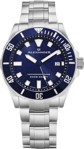 Alexander UOMO SWISS MADE quarzo subacquei profilo sottile collegamento in  Acciaio Inox Orologio | eBay