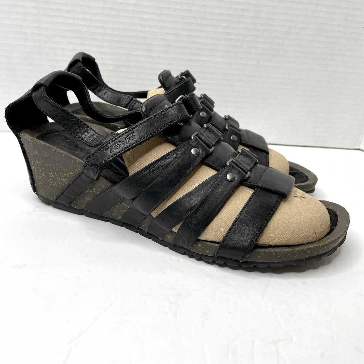 Teva black wedge sandal shop