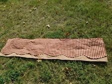 Farmhouse Raghu 100% Cotton Curtain Valance Brick Red Tan Stripe Gingham...