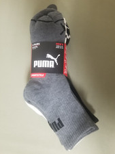 New Puma Mens 6 Pair Hi Quarter Cushioned Athletic Socks.