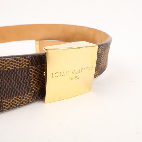 Auth Louis Vuitton Damier Ebene Saint Tulle Carre Belt 80/32 M6802 Used - Picture 5 of 17