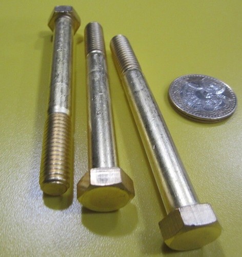 Cap Screw Bolt, Partial Thread, Brass, 3/8"-16 x 3 1/2" Length, 3 pc - Picture 4 of 10