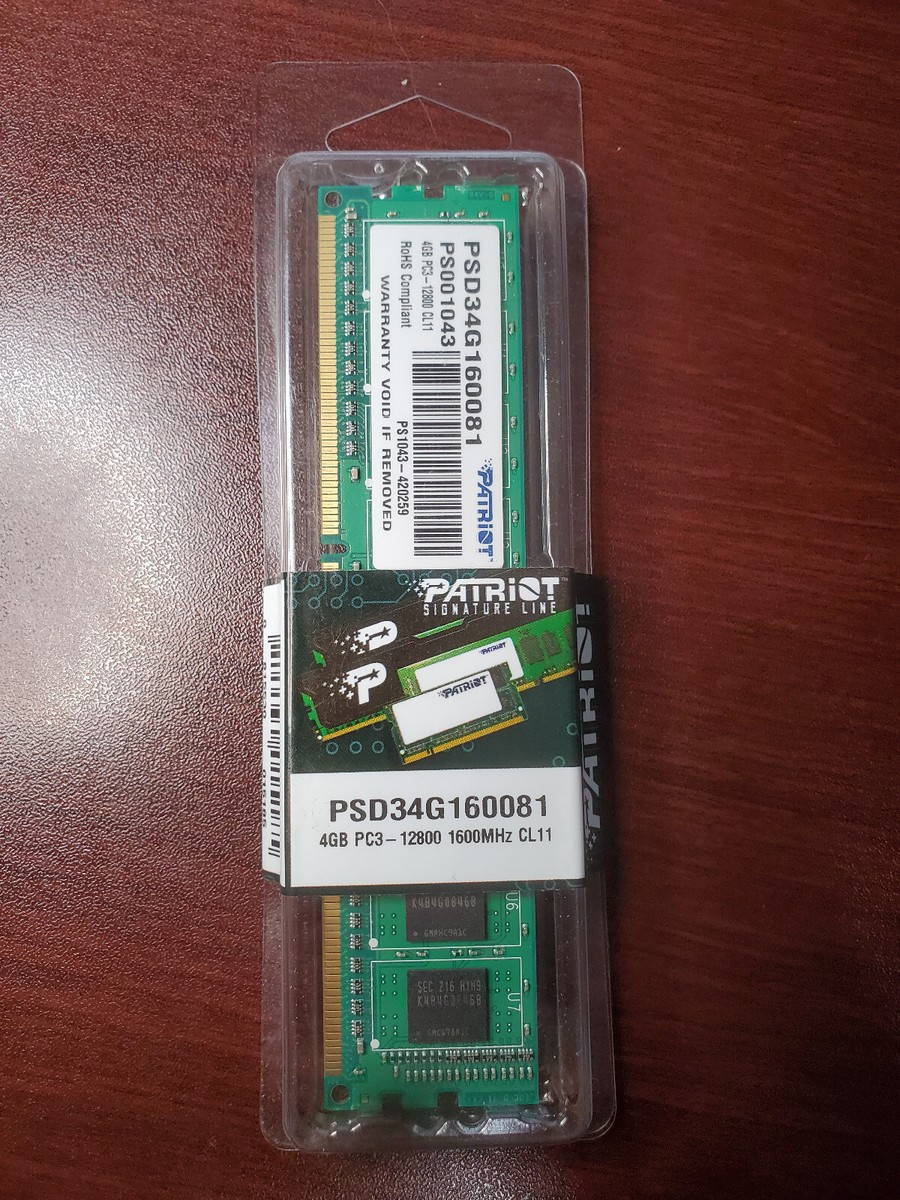 Patriot Signature 4GB DDR3 PC3-12800 (1600MHz) CL11 DIMM Memory PSD34G160081