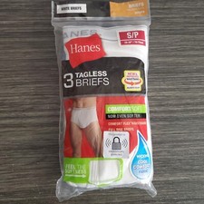 Hanes Comfort Flex Men's Tagless White Full Rise Briefs Size S 28-30" Pack of 3