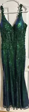 Emerald Green Corset Top Sequence Prom Dress