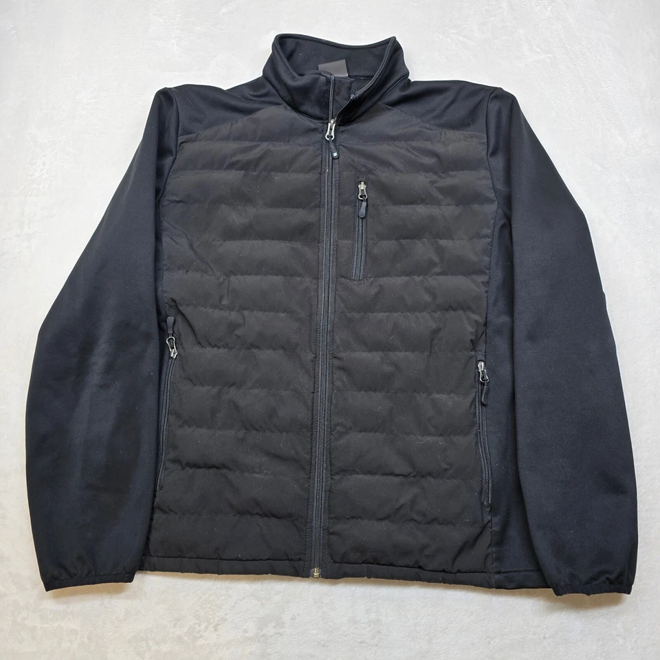 Chaqueta acolchada híbrida 32 Degrees Heat para hombre grande negra cremallera completa ligera Foto 2 de 4